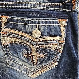 Rock Revival Blue Jeans with Embellished Pockets